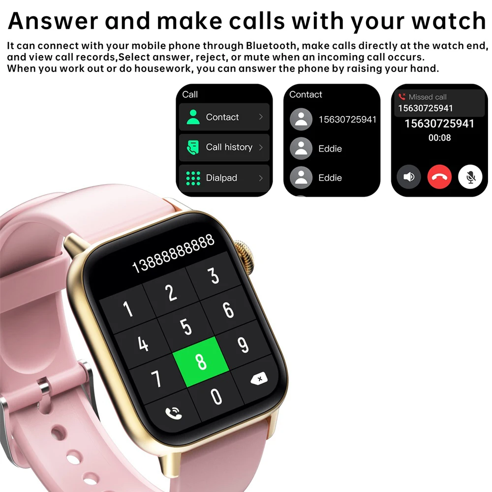 นาฬิกาอัจฉริยะบลูทูธเชื่อมต่อครั้งเดียวความละเอียดสูงสำหรับผู้ชายนาฬิกาวัดปริมาณออกซิเจนในเลือดสำหรับผู้หญิง