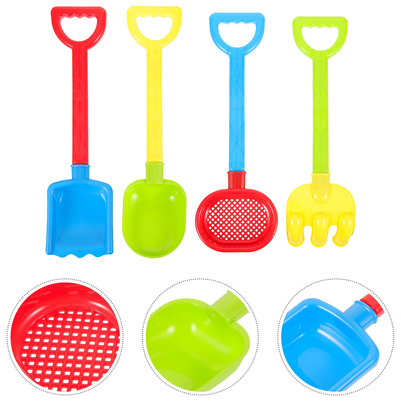 Jouets de sable pour enfants, pelles de plage en plastique léger, jouets de creusement pour enfants, pelles amusantes portables colorées pour l'extérieur, 4 pièces