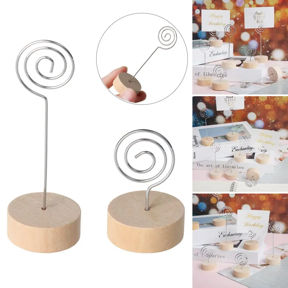 Gold Wedding Supplies Round Shape Base Paper Clamp Table Numbers Holder Place Card Picture Frame Photos Clips Clamps Stand