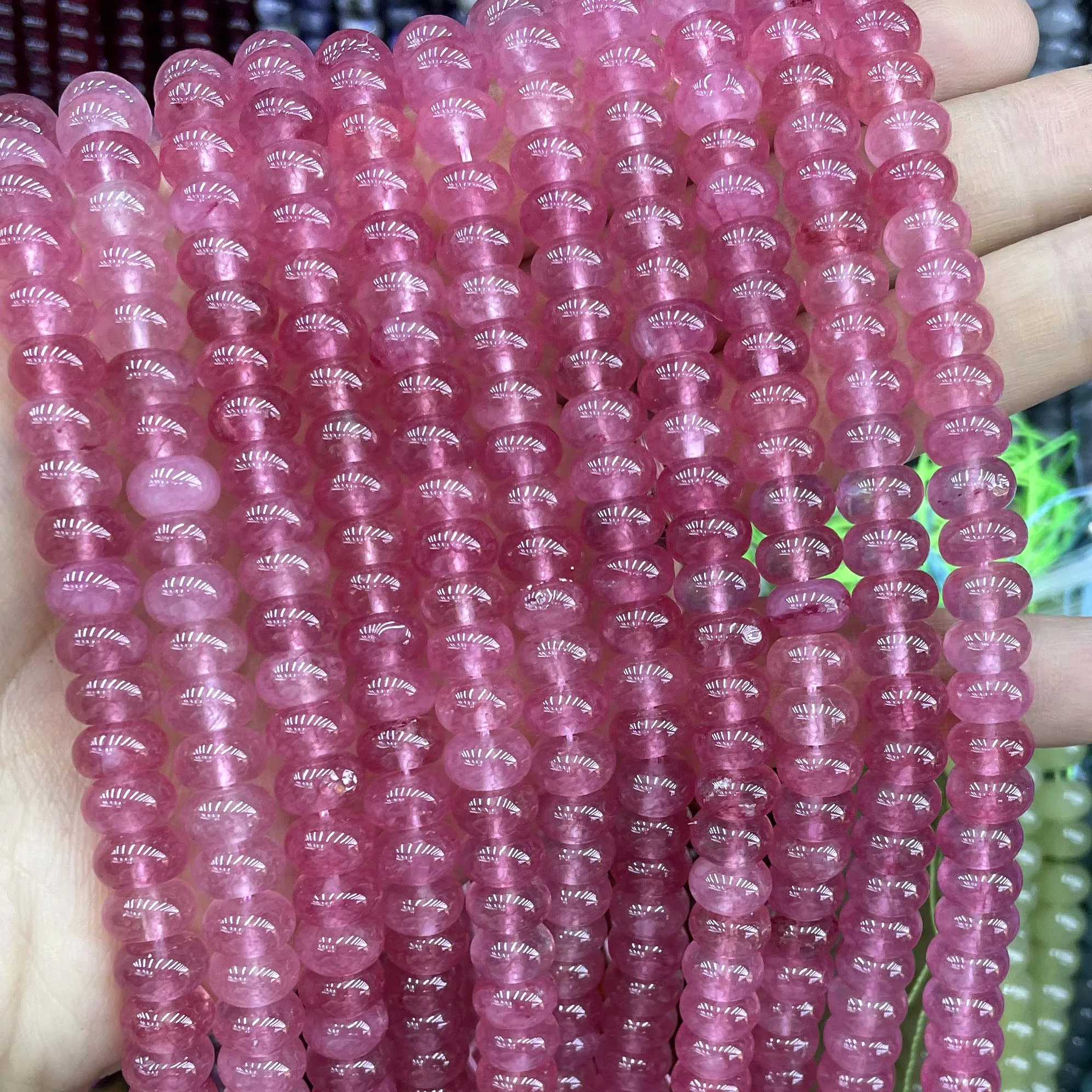 5*8mm Naturstein Morganit Angelite Aquamarine Rondelle Runde Spacer Perlen Für Schmuck Machen DIY Armband Zubehör