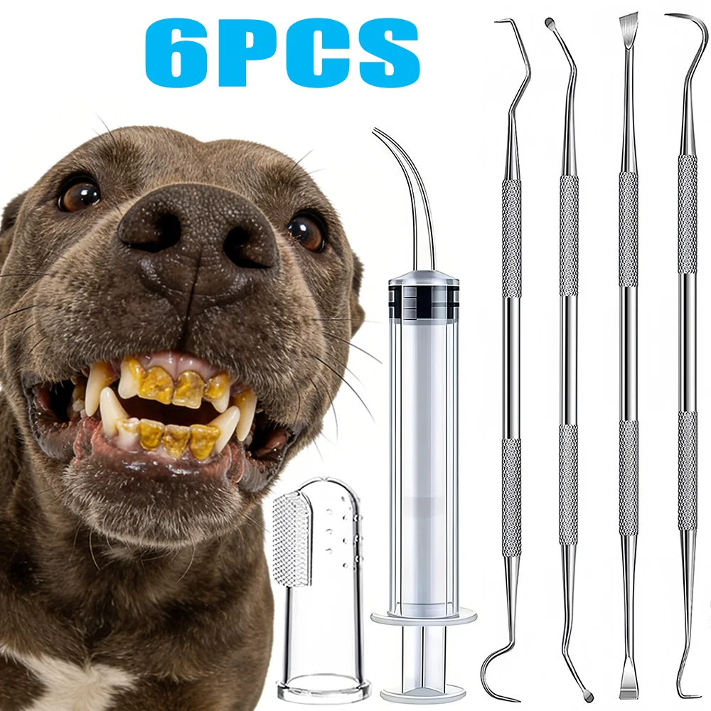 Zahnreinigungsset für Hunde, Zahnsteinentferner aus Edelstahl, Zahnsteinabschaber, gebogener Nadelreiniger, Silikon-Fingerbürste, Mundhygiene-Set für Katzen und Hunde – Detail 8