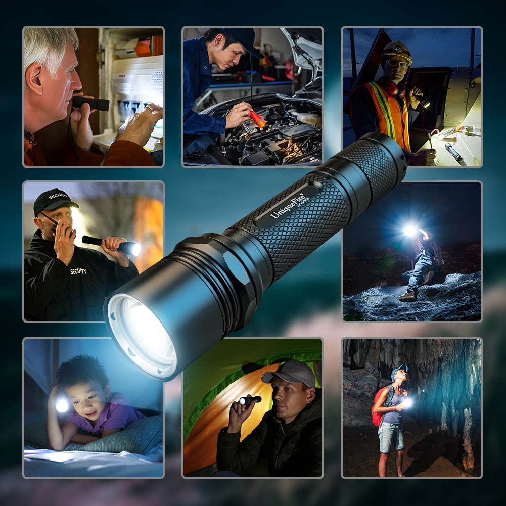 UniqueFire 504B Mini LED Flashlight 136mm Length 5 Modes White Light Torch 3000 Lumens for Outdoor Activity,Camping,Hiking