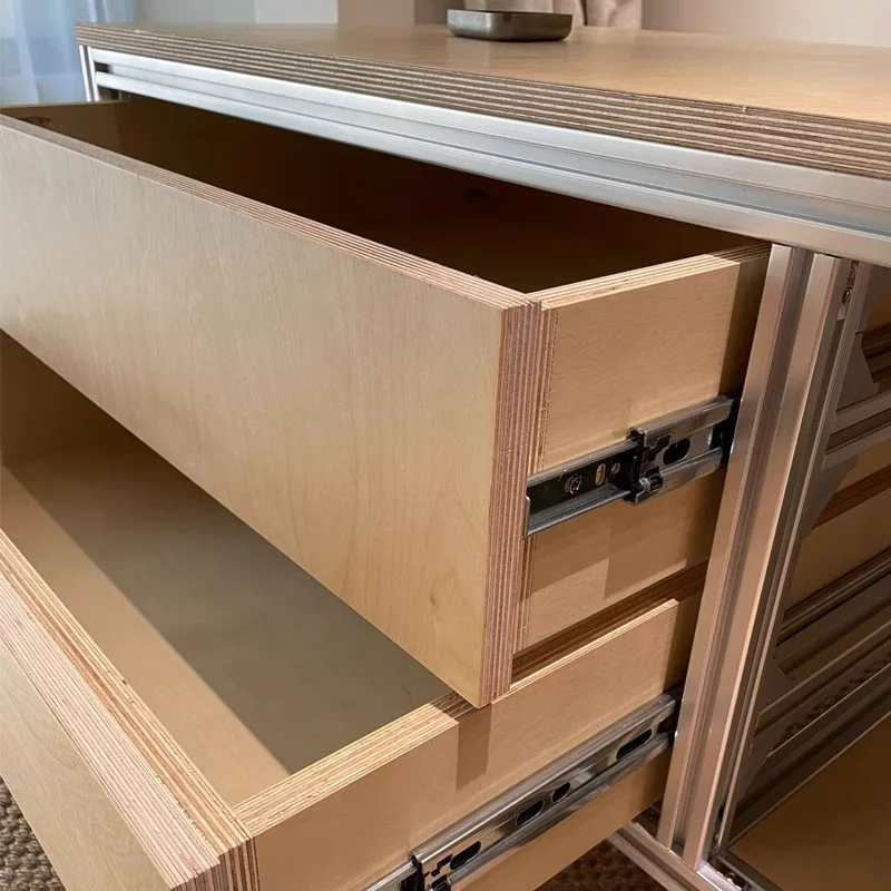 خزانة شاي من الألومنيوم البسيط الاسكندنافي لغرفة المعيشة وخزانة جانبية وطاولة قهوة متحركة #5