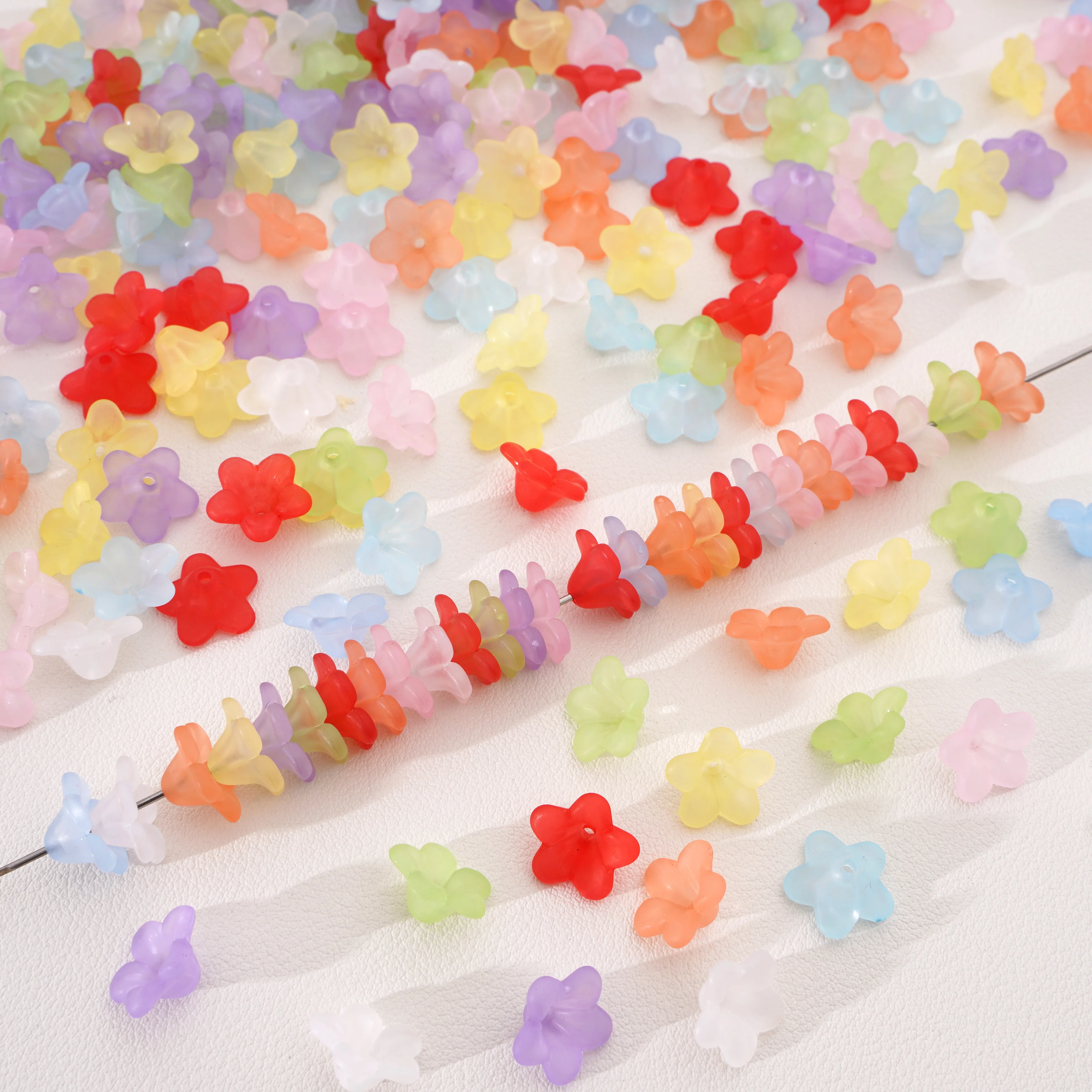 Acrylic Frosted Lily Flower Beads 10/30g Loose Spacer for DIY Jewelry Making Supplies Bracelet Necklace Earring Accessories
