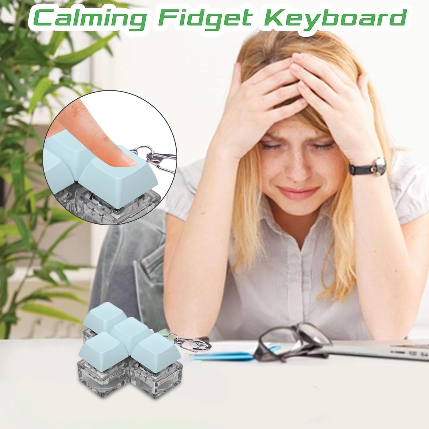 Keycaps Keychain Toys NEW 4 Keys T Shaped Keyboard Keycaps Toy  Stress Relief  Fidget Keychain Keyboard Caps Toy