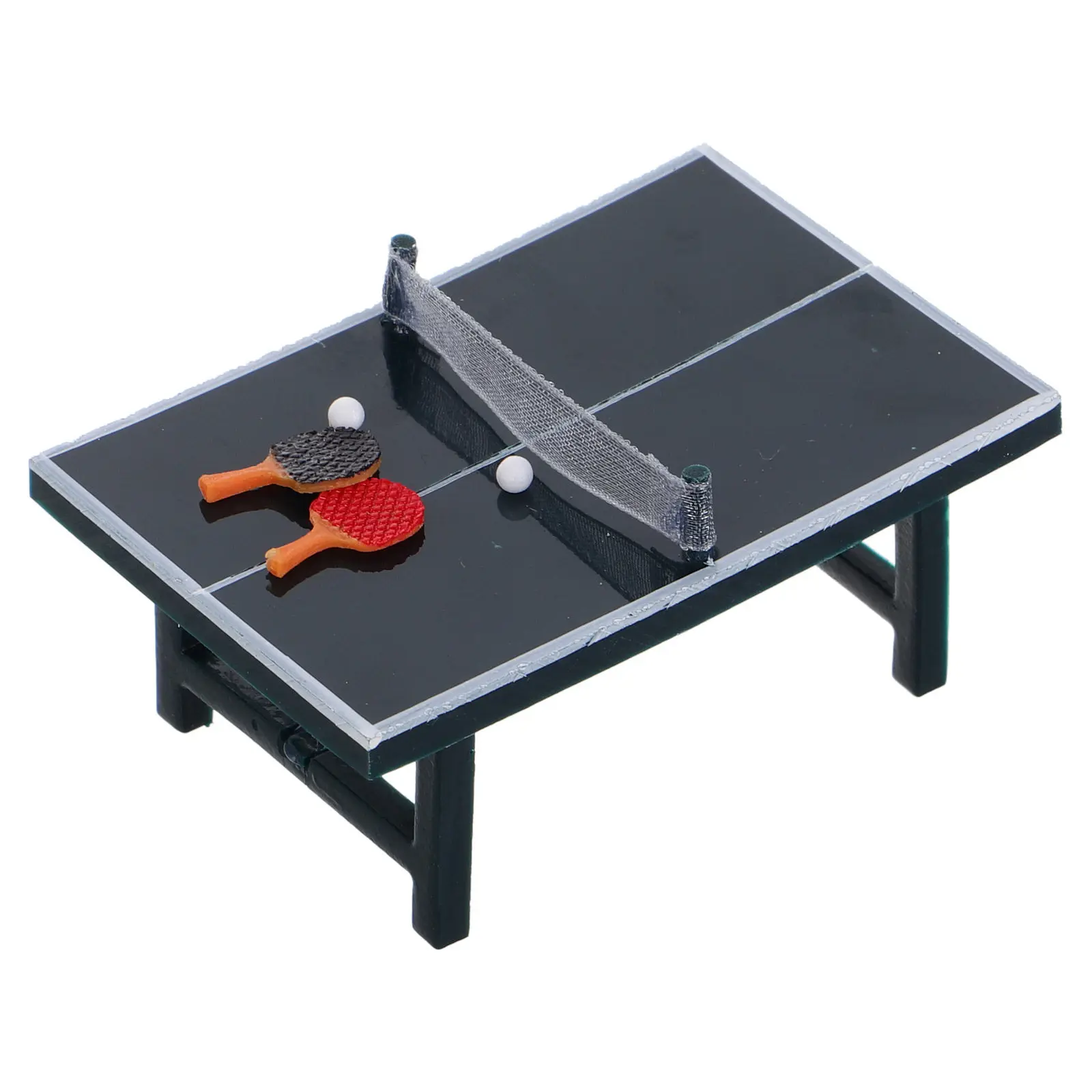 

Mini Table Tennis Set Realistic Pong Table with Paddles Net Accessories Cake Decorating Home Office Desk Ornament