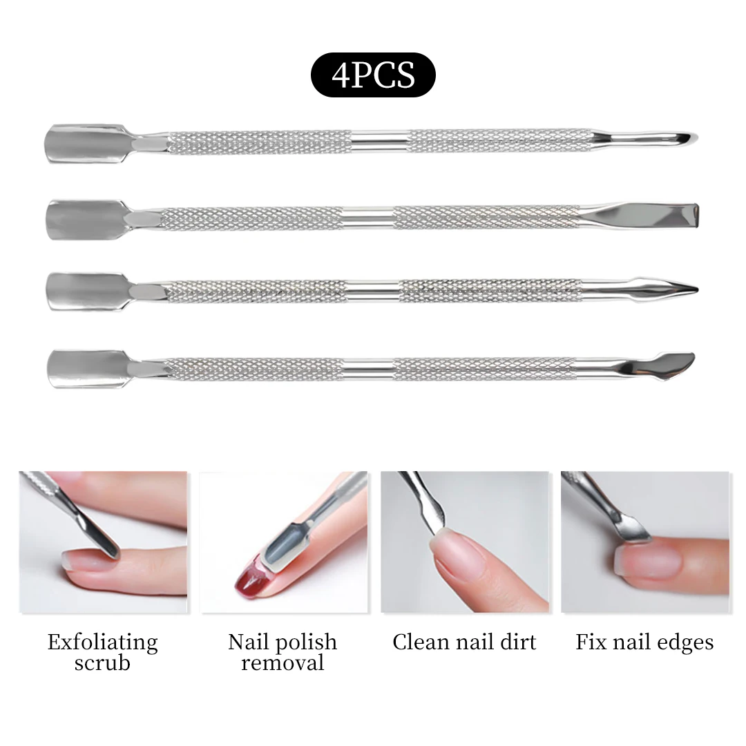 

1pcs Double-ended Stainless Steel Cuticle Pusher Dead Skin Push Remover For Pedicure Manicure Nail Art Cleaner Care Tools