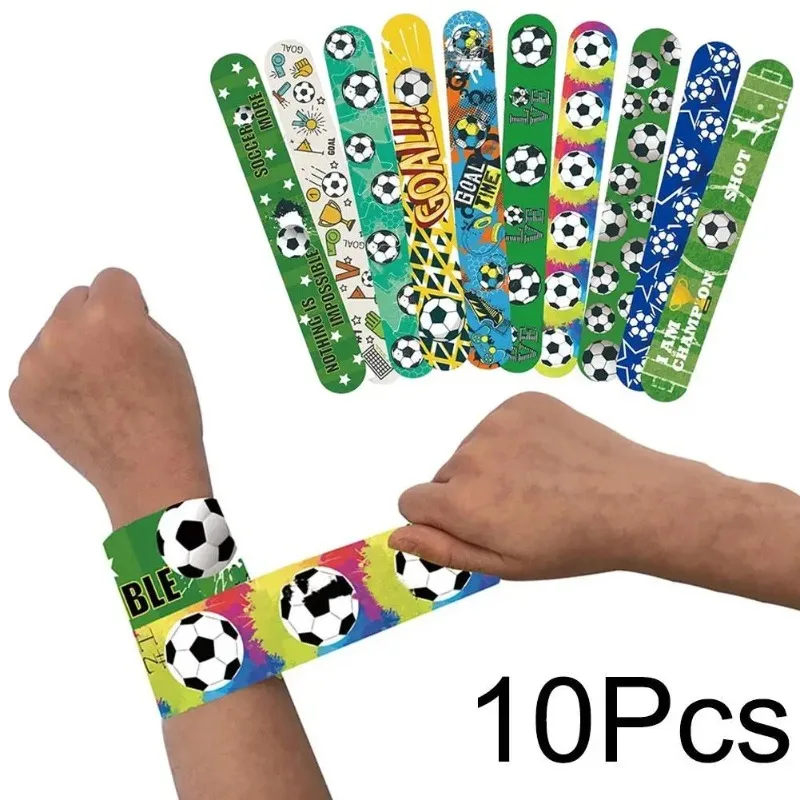 10 Football Circle Decoration Bracelets for Sports Parties, Happy Birthdays for Boys and Girls, Party Supplies