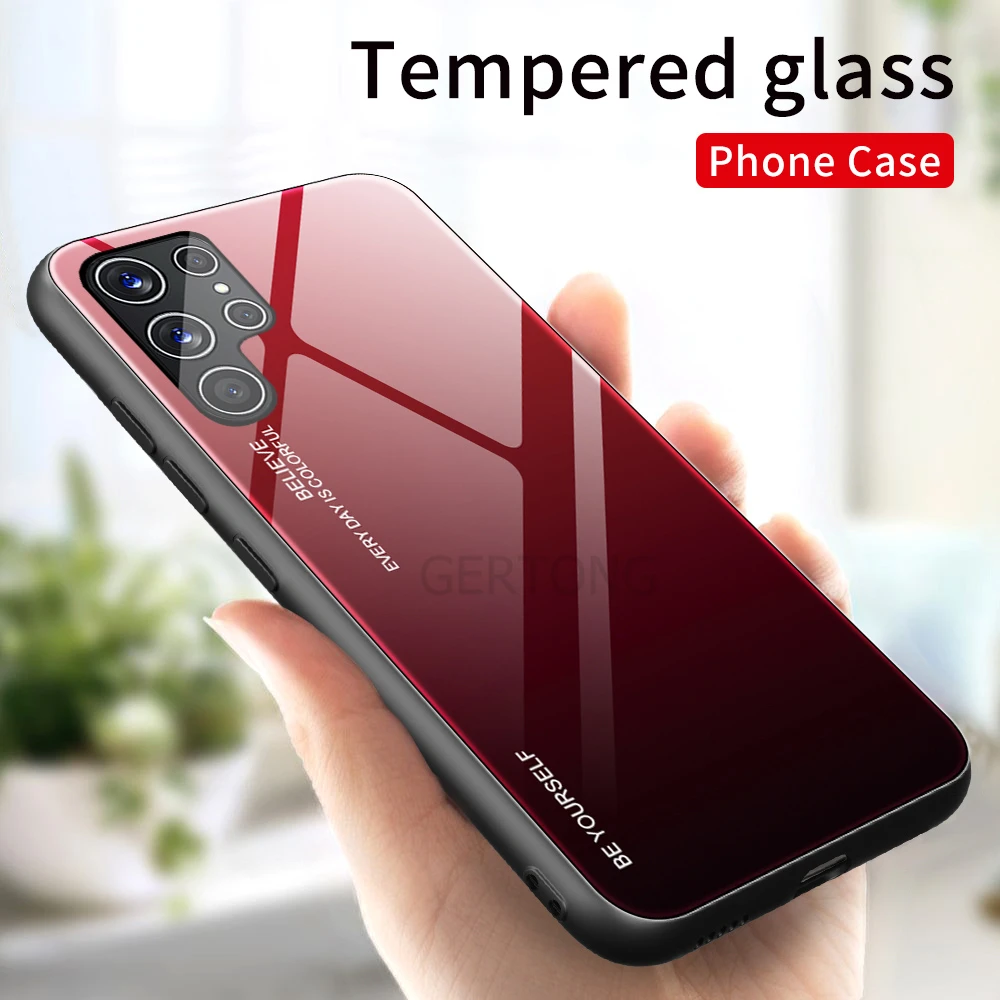 Luxury Gradient Case For Samsung Galaxy S24 Ultra S23 S22 Ultra S24 Plus S20 FE 5G Tempered Glass Phone Cover