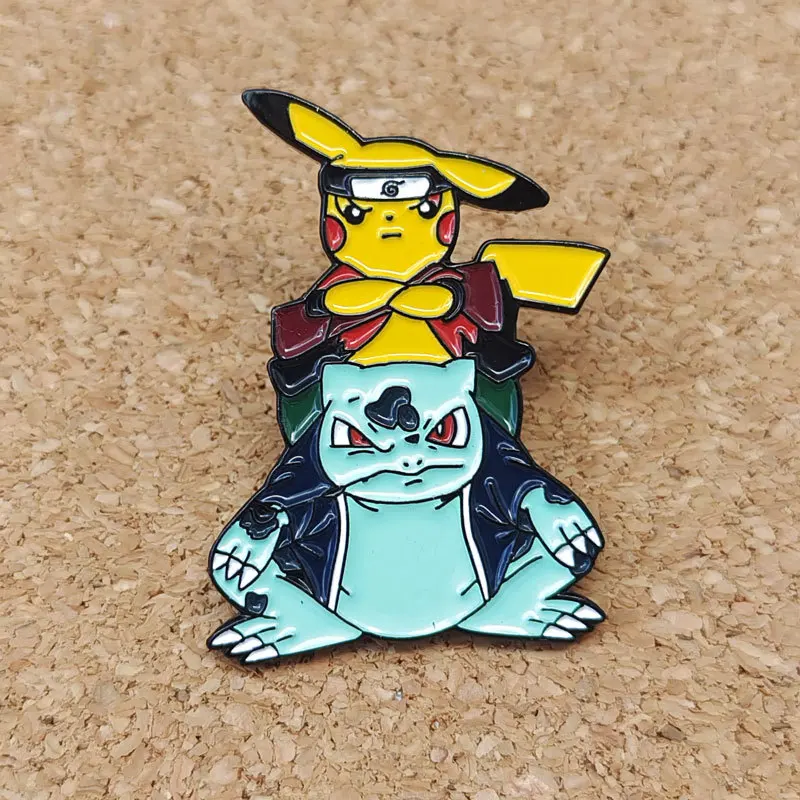 دبابيس Pokémon Pikachu المينا للرجال والنساء ، بروش Bulbasaur Kawaii ، شارات طية صدر السترة جمع ، هدايا المجوهرات الأزياء ، قبعة حقيبة ظهر مزينة