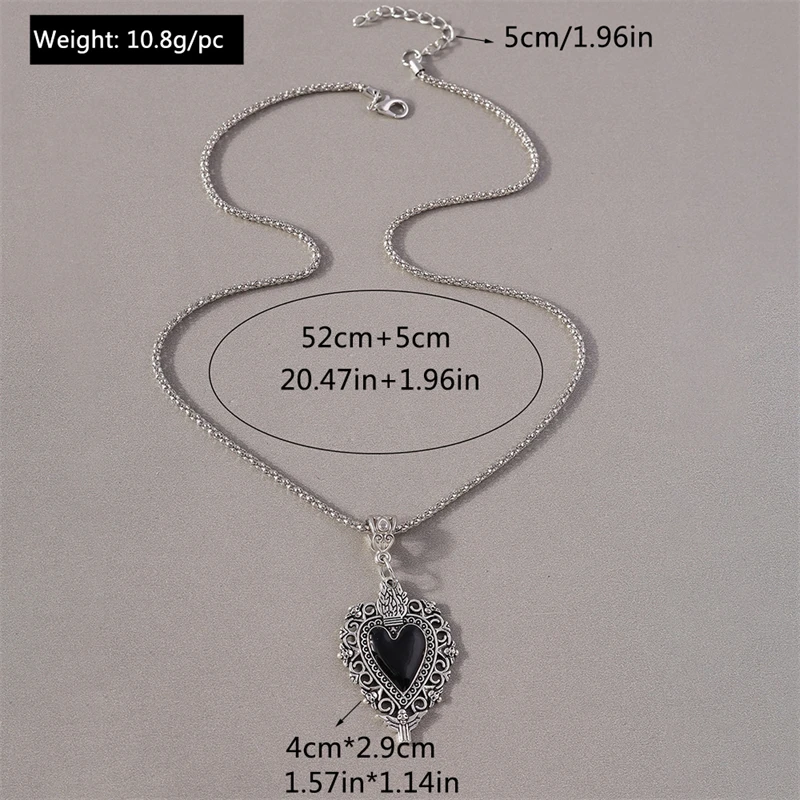 Modische Halskette mit Herzanhänger aus Legierung für Frauen und Mädchen, Party- und Festivalschmuck, Geschenke – Detail 2