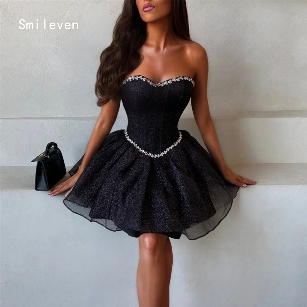 

Smileven Luxury A Line Prom Dress Sweetheart Party Gowns Appliques Shining Sleeveless Formal Occassion Dress Customized 2026