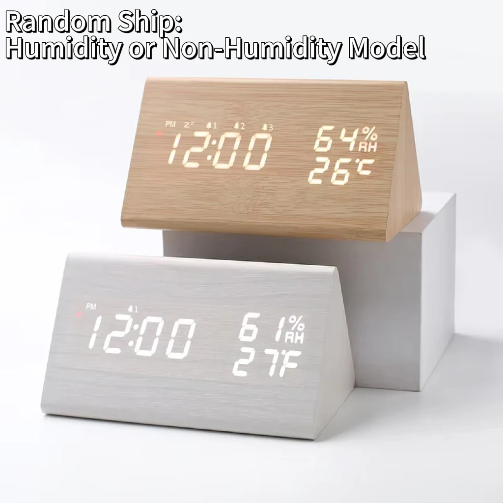 LED Bedside Alarm Clock with Sound Control Night Light USB Charging Temperature Display