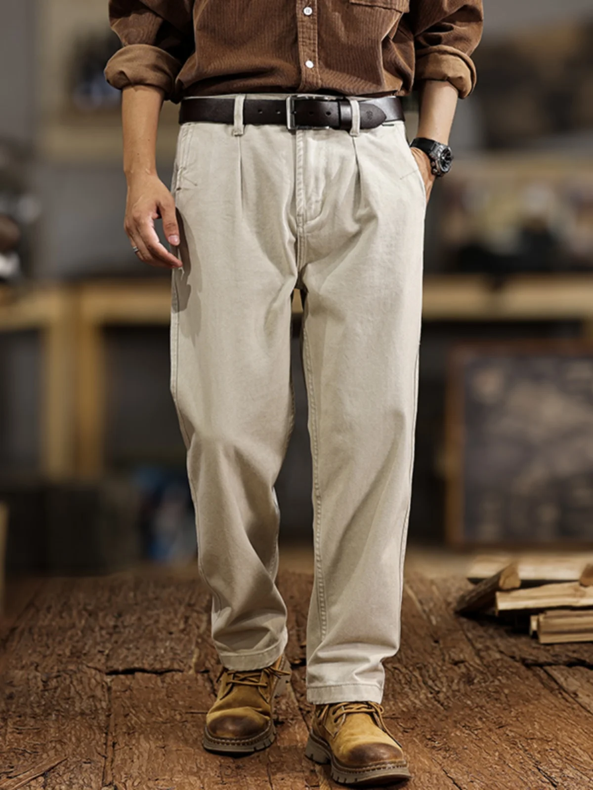 

Американские рабочие джинсы, мужские свободные прямые повседневные универсальные длинные брюки, весенне-осенние хлопковые эластичные джинсы из денима