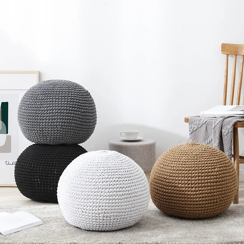 

(без наполнения) вязаный крючком хлопковый напольный пуф ручной работы, чехол для татами/декора гостиной, многоцелевой чехол для подставки для ног