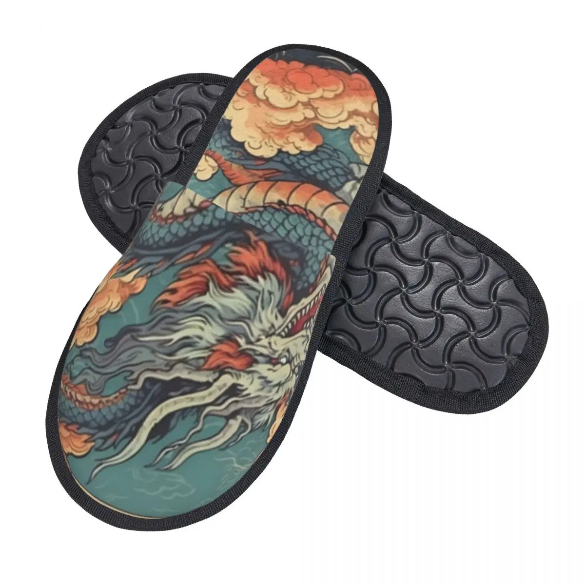 شبشب فرو للنساء والرجال، شباشب شتوية دافئة منفوشة، أحذية منزل تنين البدر #6