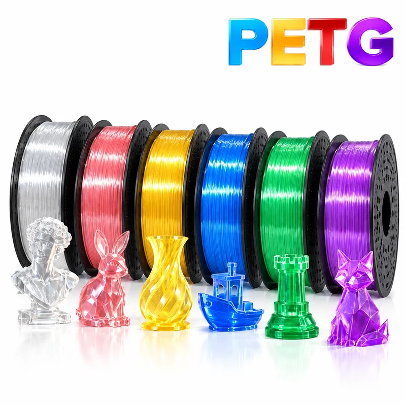 Transparent PETG 3D Printer Filament 1.75Mm 1Kg Roll High Speed Smooth Printing No Clog For FDM 3D Printing Multiple Clear