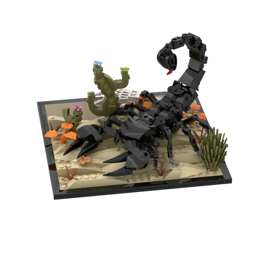 MOC Creativity Black Scorpions Model Building Blocks Scorpion And Base Insect Collection Particle Bricks Toy For Children Gift