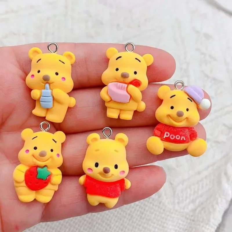 10Pcs Disney Fashion Cute Resin Bear Pendant Charms for Woman Girls Cartoon Jewelry Making Findings DIY Handmake Toy