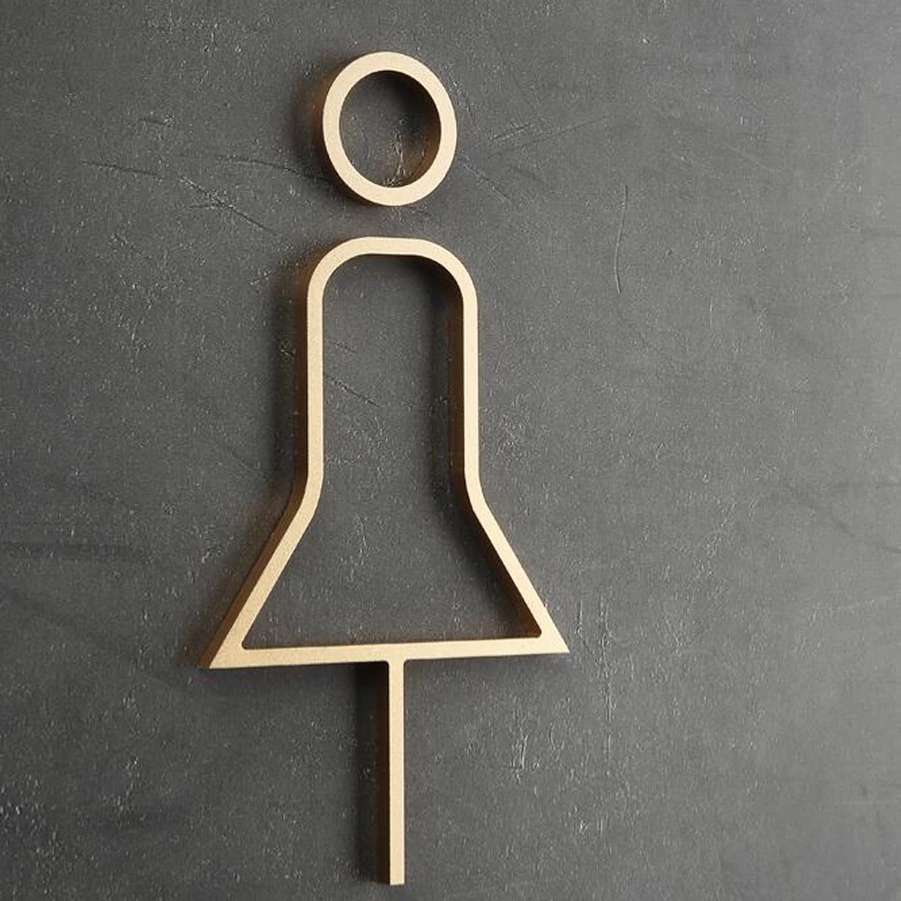 3mm Brass color stainless steel custom made laser cutting toilet sign