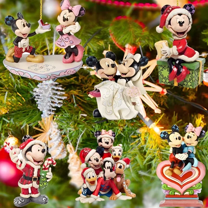 Figura de acción plana 2d de Disney, Mickey Minnie Mouse, decoración de árbol de Navidad, adorno colgante, juguete de regalo para fiesta de Navidad en casa, 2024