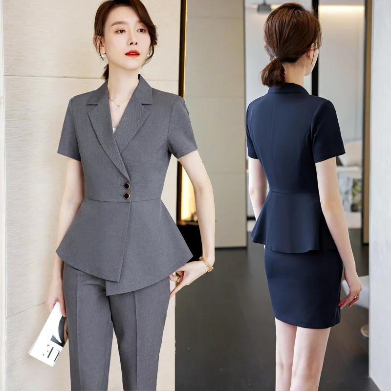 

Summer Suit Women's Thin Short Sleeve Professional Tailored Suit Hotel Receptionist Uniform Jewelry Store Beauty Salon Workwear