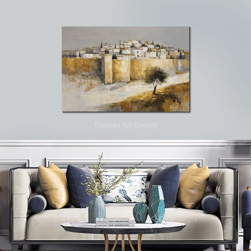 Jerusalem Landscape Canvas Prints Traditional Israeli Painting in HD Poster Contemporary Jewish Art for Living Room Wall Decor