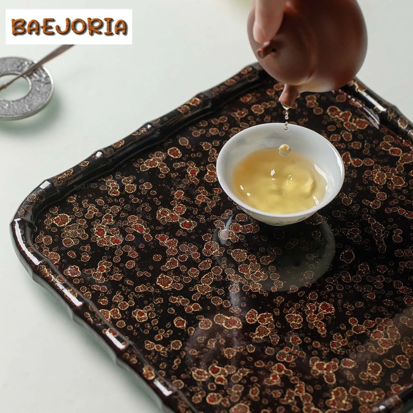 BAEJORIA Natural Nan Bamboo Lacquerware Tea Tray Japanese Cuisine Table Coffee Storage Board Teapot Support Dishes For Serving