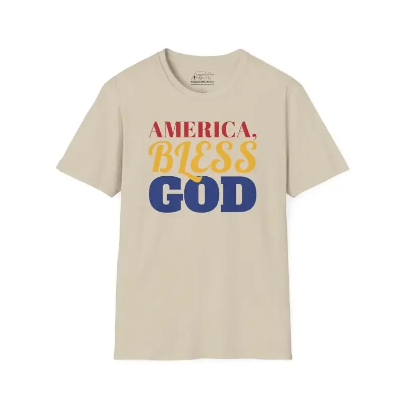 Patriotic T Shirt Usa Bless God Christian Softstyle Religious America Spiritual Revival