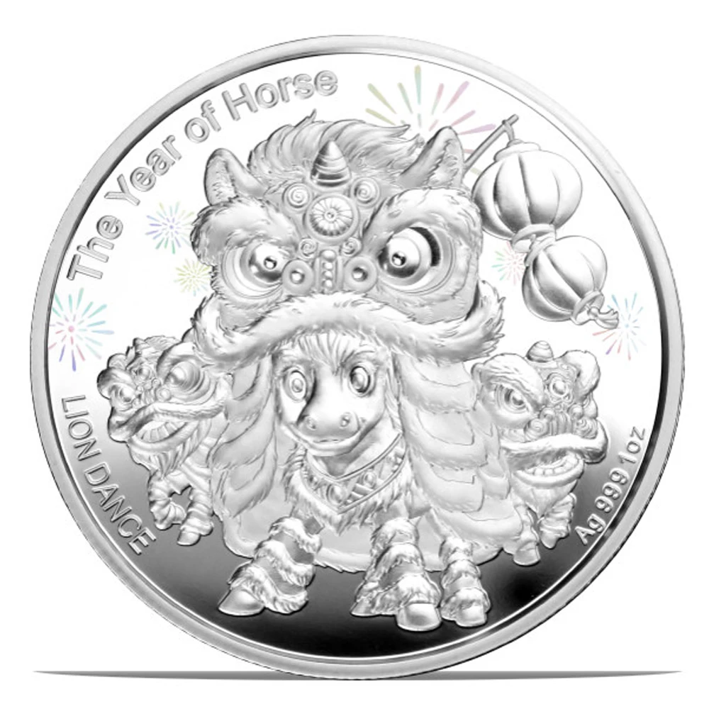 2026 Samoan Lion Dance Chinese Zodiac Horse Refined Commemorative  Silver 1oz Coin