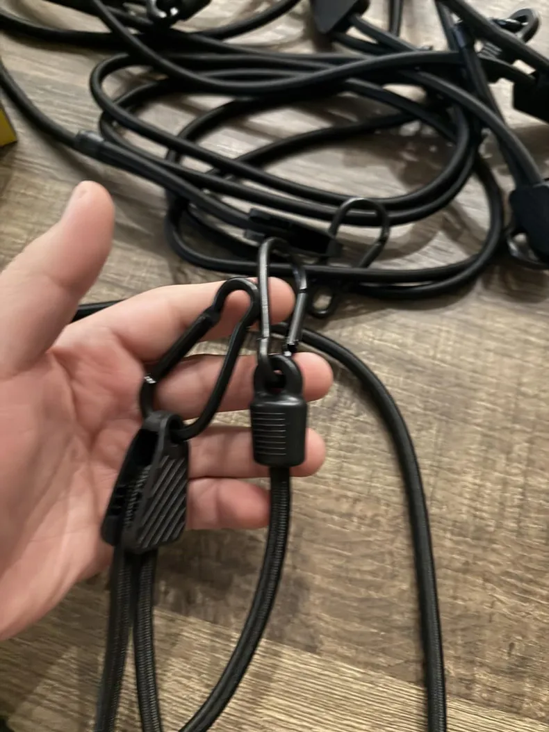 Verstellbare Bungee-Seile mit Haken, 4 Stück, robuste elastische Bungee-Seile für den Außenbereich, Gepäckgurte für Fracht, Camping, Fahrradträger, Zelt – Detail 5