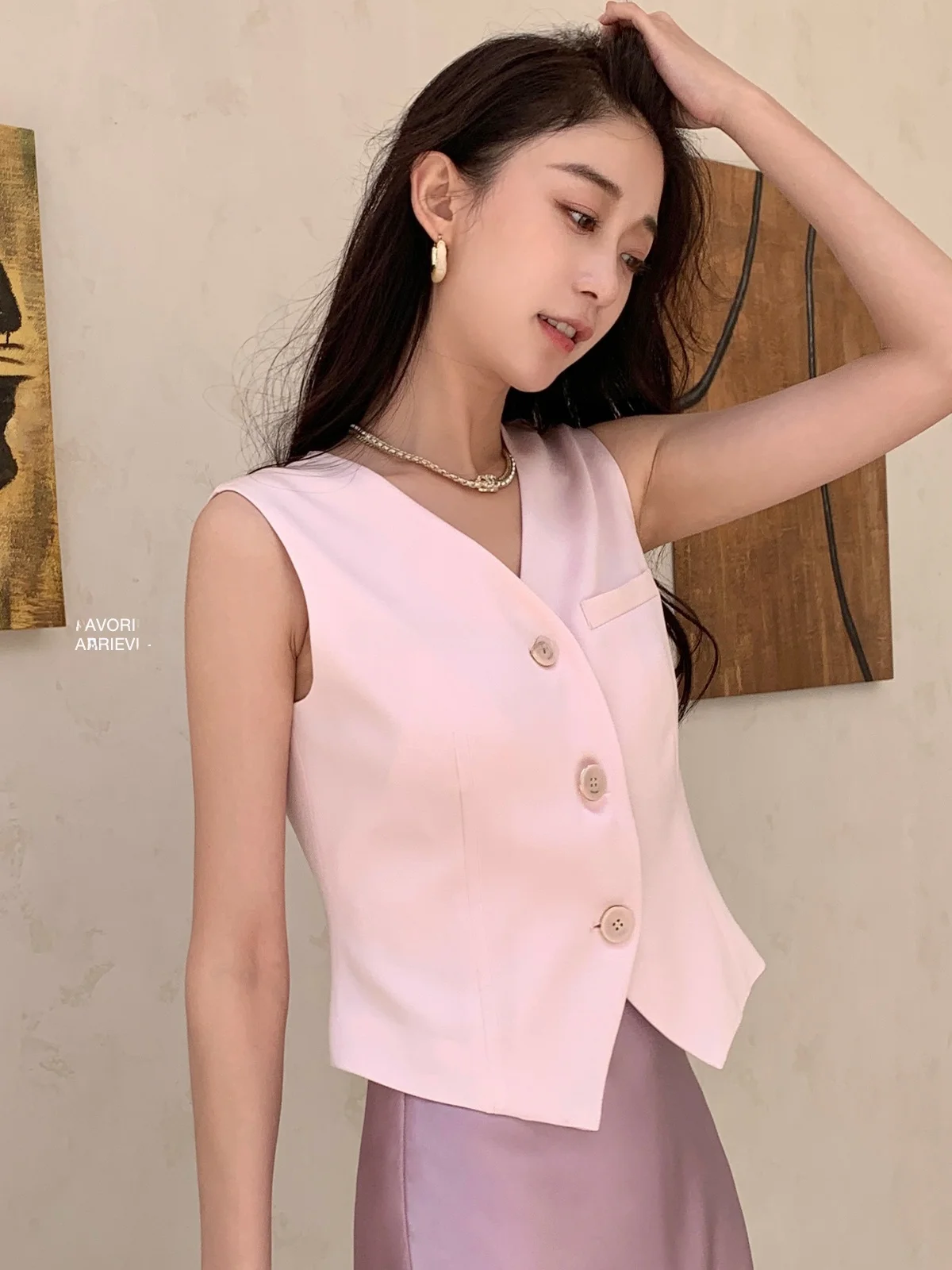 

Dragon Happin Broken Beau Tee-acetate V-ne Women's Vest Tank Top ort Sle Single Button Pure Color Commute Sle