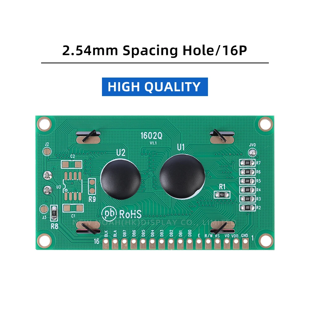 สีเหลืองสีเขียวฟิล์ม 1602Q ตัวอักษรตัวอักษรรัสเซียหน้าจอ LCD Arduino พร้อม LED Backlight และในตัว ST7066U Controller