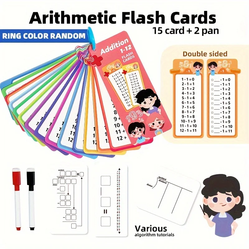 

Reusable Math Practice Flashcards with -Montessori Mathematical Training, Teaching Aids Learning Cards Christmas Gift