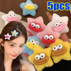 1/5pcs Sausage Mouth Hair Clip Autumn Winter Women Girl Cute Plush Star Hair Clip Cartoon Daily Party Hairpins Funny Accessory