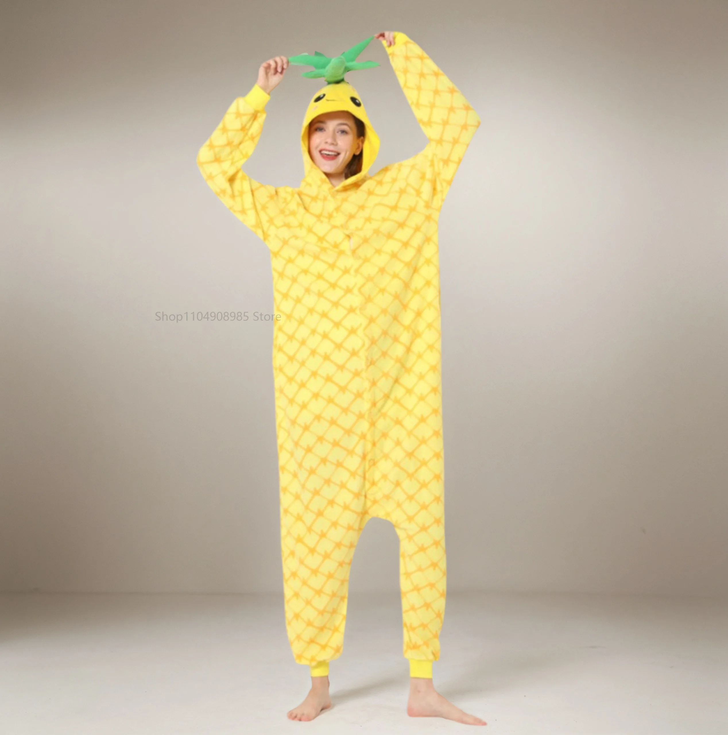 

Fruit Vegetable Cosplay Pineapple Yellow Jumpsuit Costume Halloween Adult Pineapple Party Performance Costume