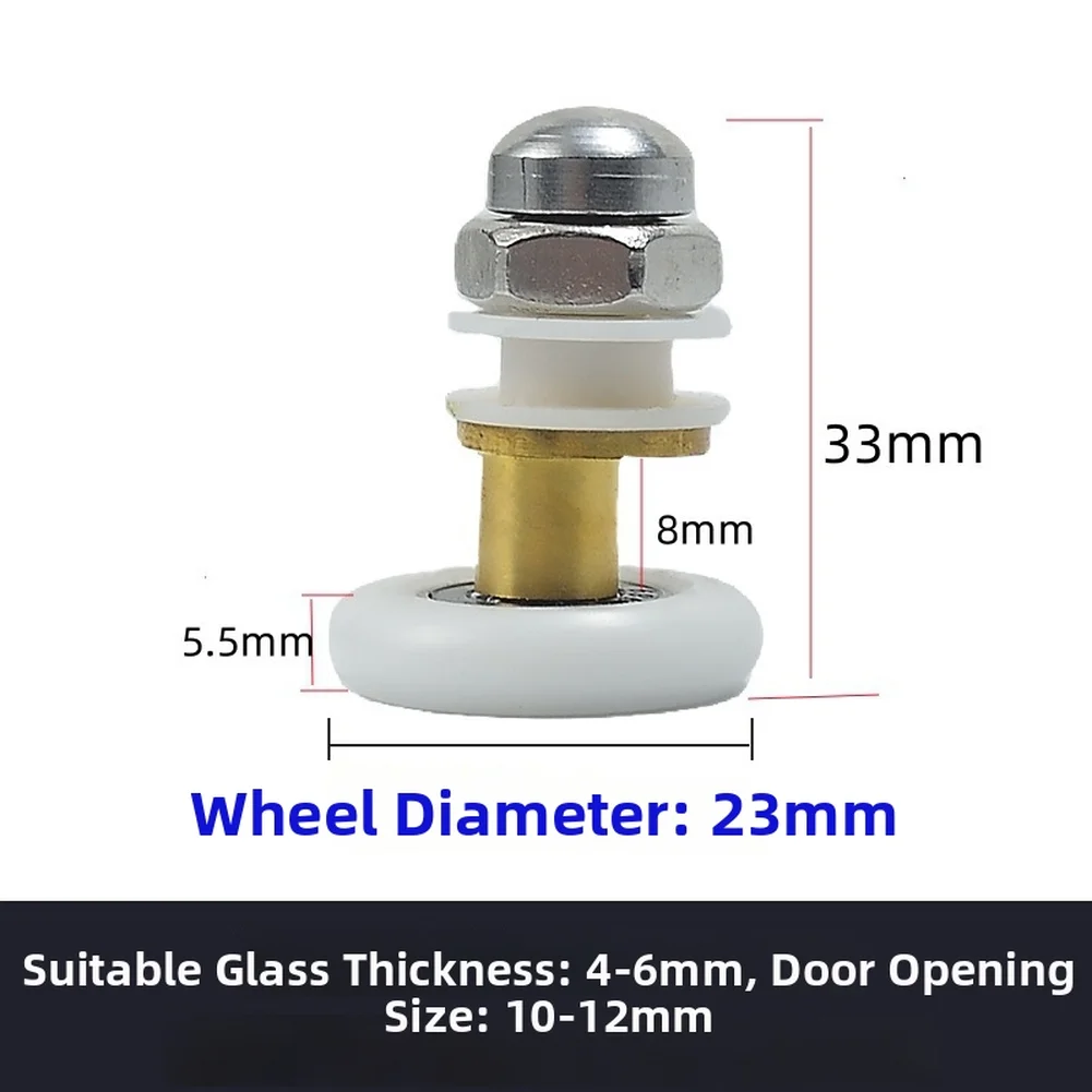 Bathroom Hardware Shower Door Rollers Bathroom Repair 32.5x20mm Long Lasting Shower Accessories Spring-loaded Mechanism
