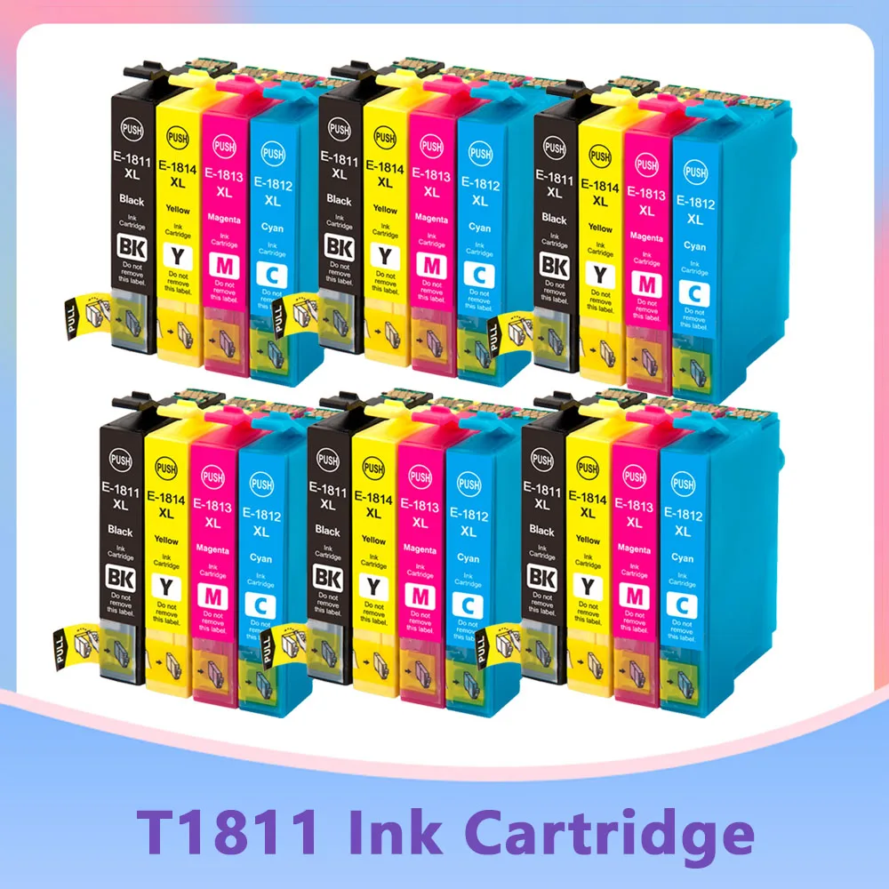 Cartuchos de tinta 18XL para impresora Epson, recambio de tinta Compatible con Expression Home XP-205, XP-215, XP-225, XP-305, T1811