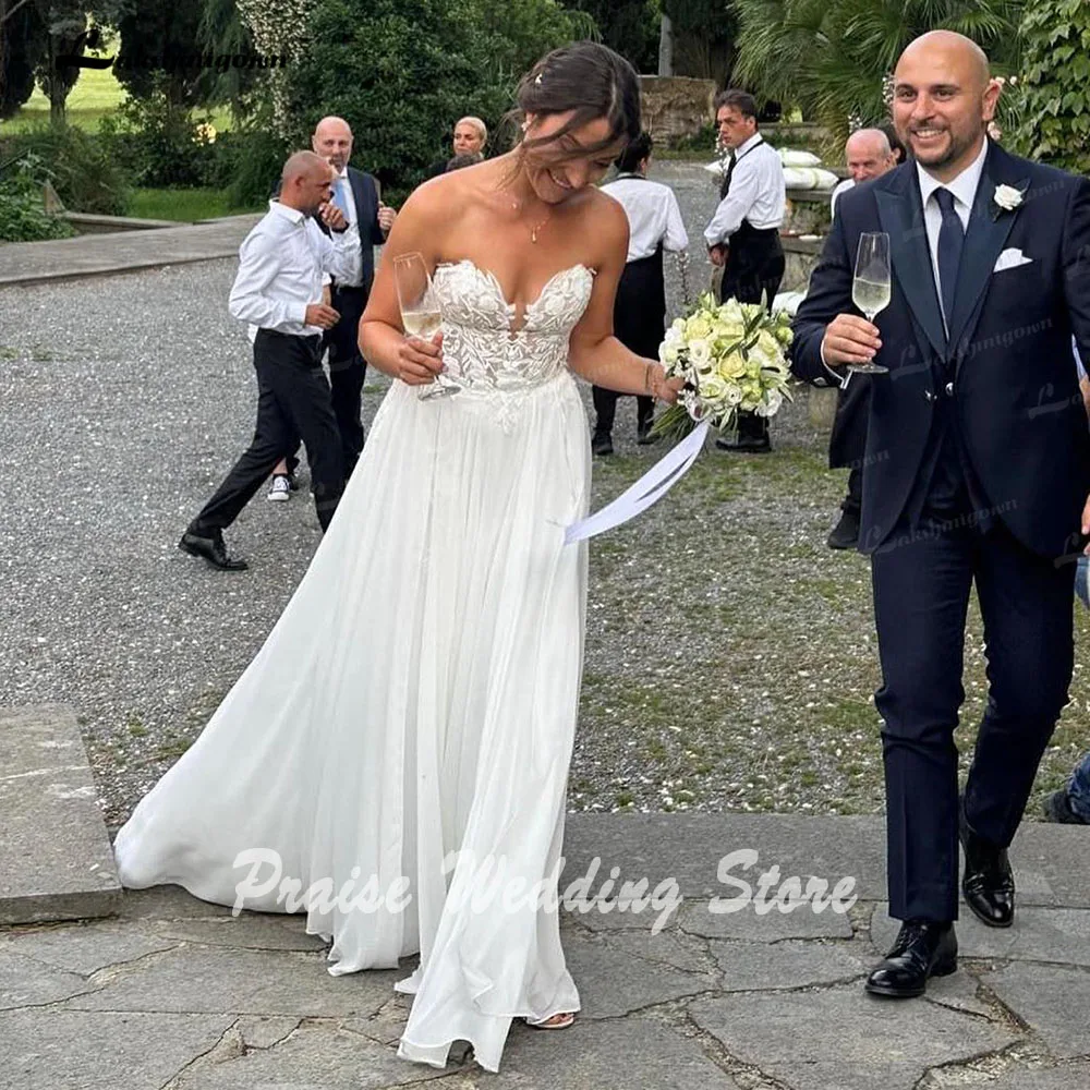 Lakshmigown seksowna Off ramię koronkowe aplikacje szyfonowa damska suknia ślubna dla panny młodej 2024 Vestido noiva cywilna szata suknia ślubna