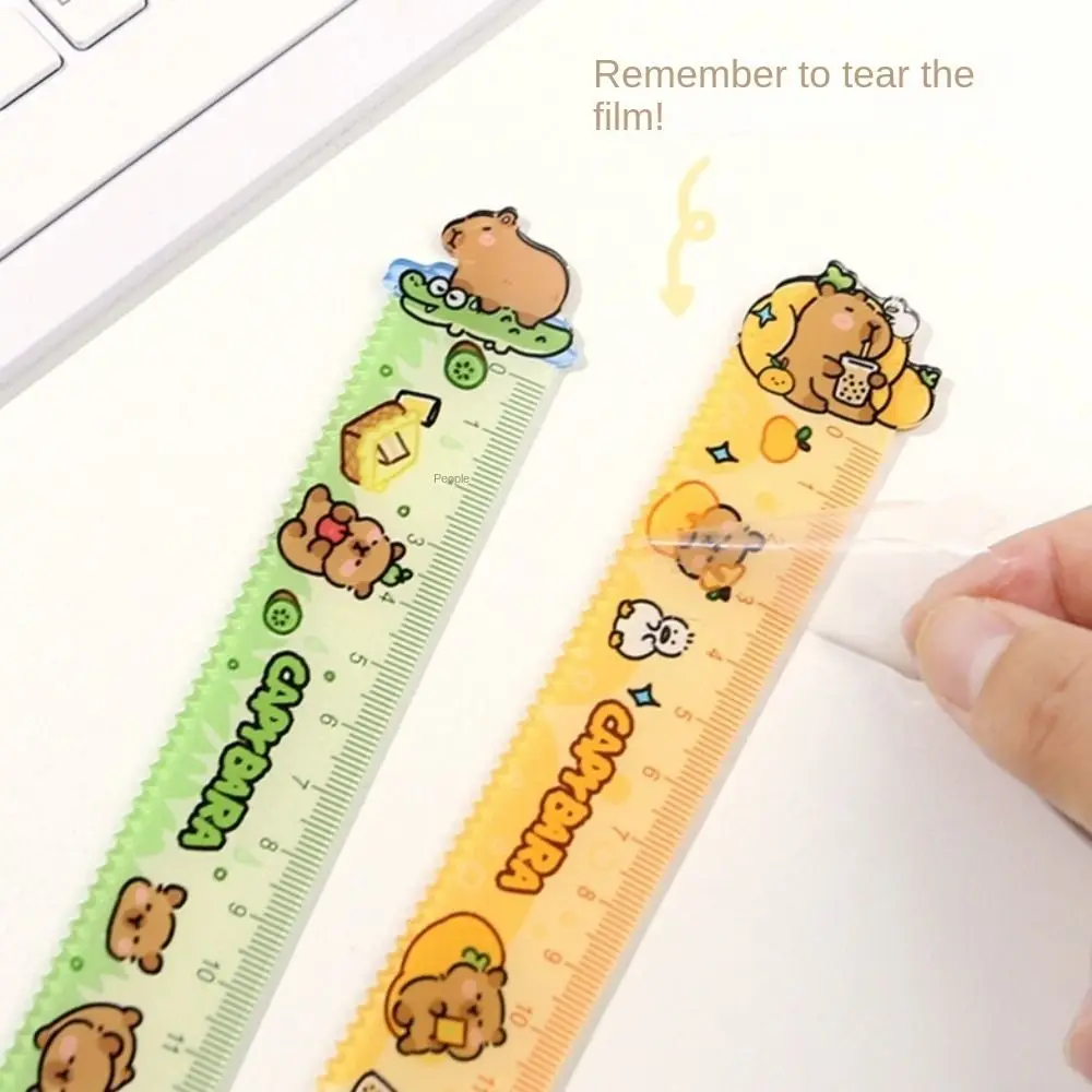 Cute Cartoon Capybara Ruler 15cm Straight Ruler Wavy Lines Drawing Tools Creative School Stationery School Office Supplies