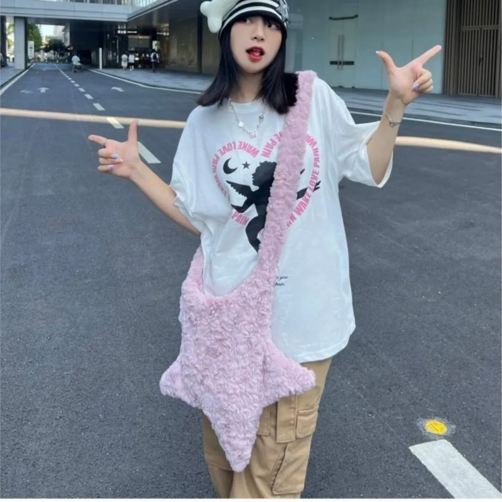 

Y2k сумки женские уличные плюшевые мягкие повседневные сумки через плечо женская модная летняя желтая сумка Y2k