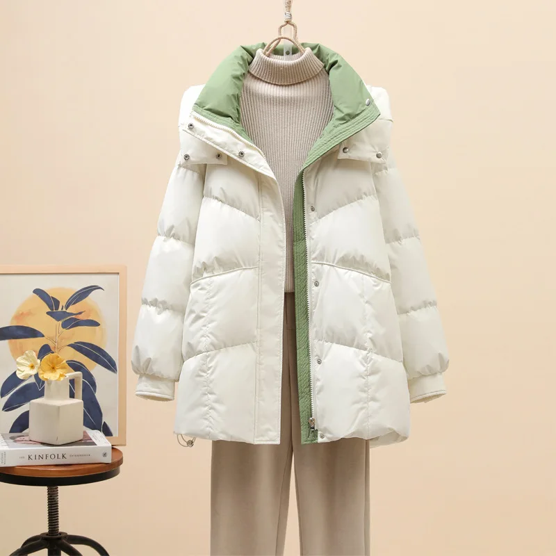 

Winter Hooded Down Cotton-Padded Jacket Women's Loose All-Match Thicken Warm Parkas Short Coat Female Casual Ladies Outwear