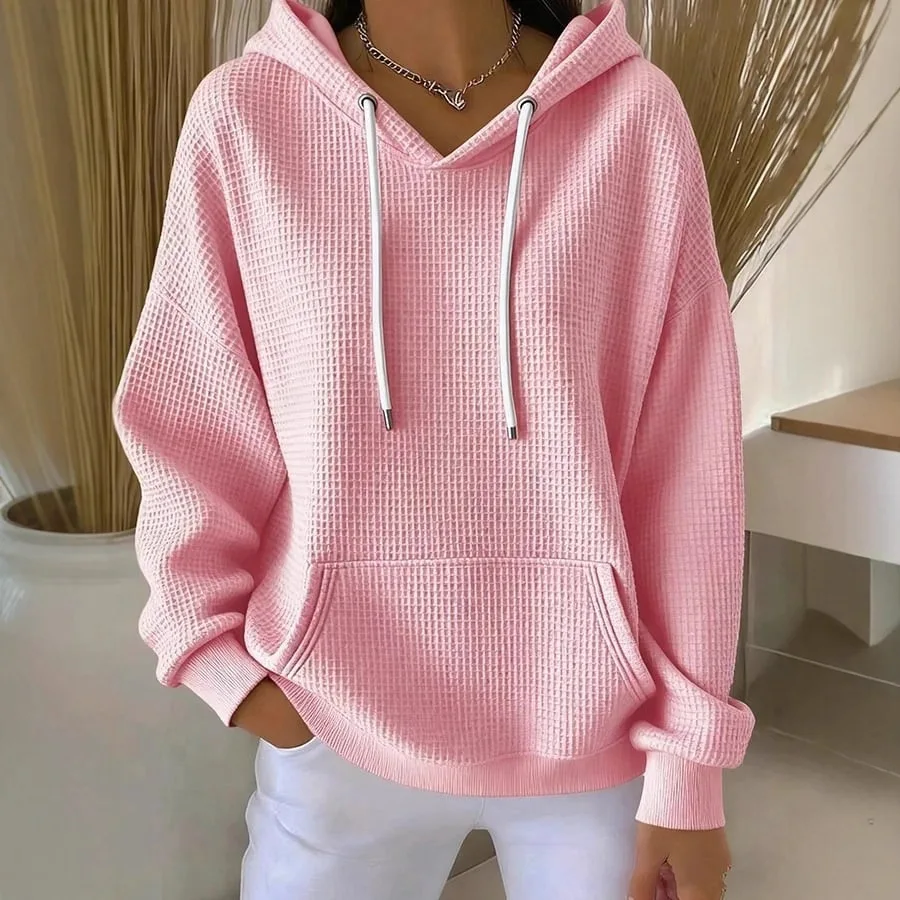 

2026 Cross-Border Amazon Independen Saion Auumn Winer New Casual Solid Color Trendy Drawsring Hooded Long Sleeve