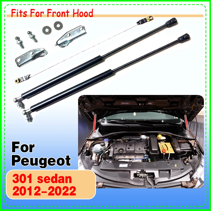 

For Peugeot 301 Sedan 2012-2022 Front Hood Bonnet Modify Gas Struts Shock Damper Lift Support Absorber Rods Hydraulic Rod 1 set