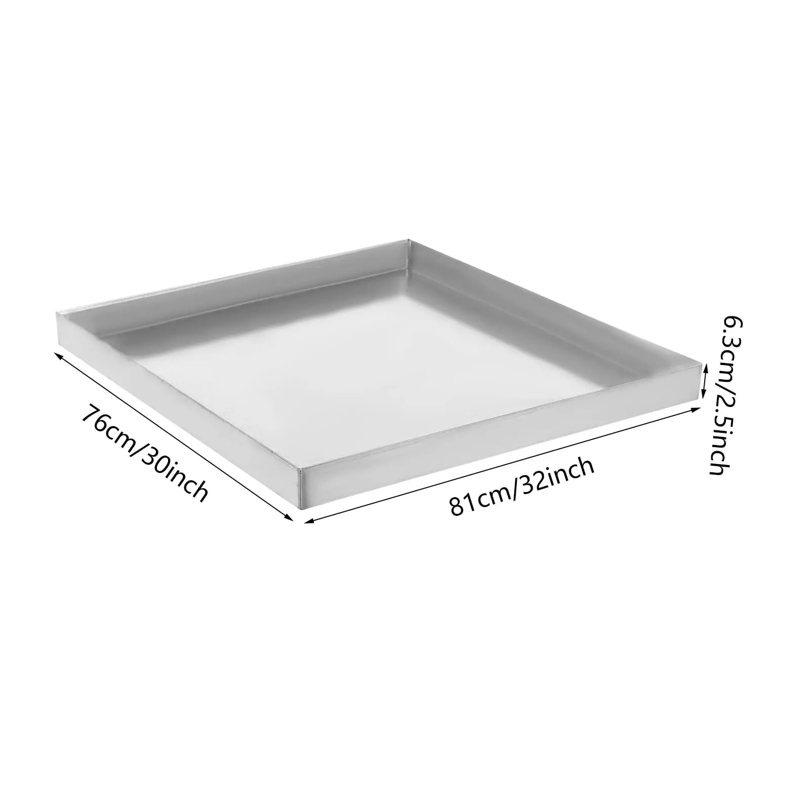 مقلاة تصريف للغسالة شديدة التحمل مقاس 32 × 30 بوصة × 2.5 بوصة، صواني غسيل من الفولاذ المجلفن بدون فتحة