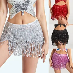 Sexy danza del ventre strato gonna paillettes catena nappa cinture Clubwear latino Hula danza pratica vestito prestazioni Hip sciarpa in vita