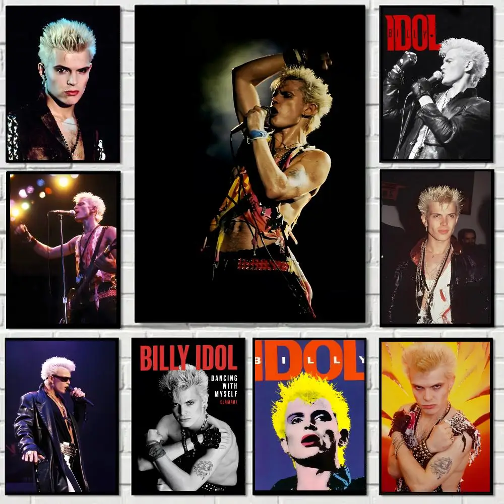 Singer B-Billy Idol Poster Self-adhesive Living Room Bedroom Party Bar Decor Moisture-proof Fade-resistant