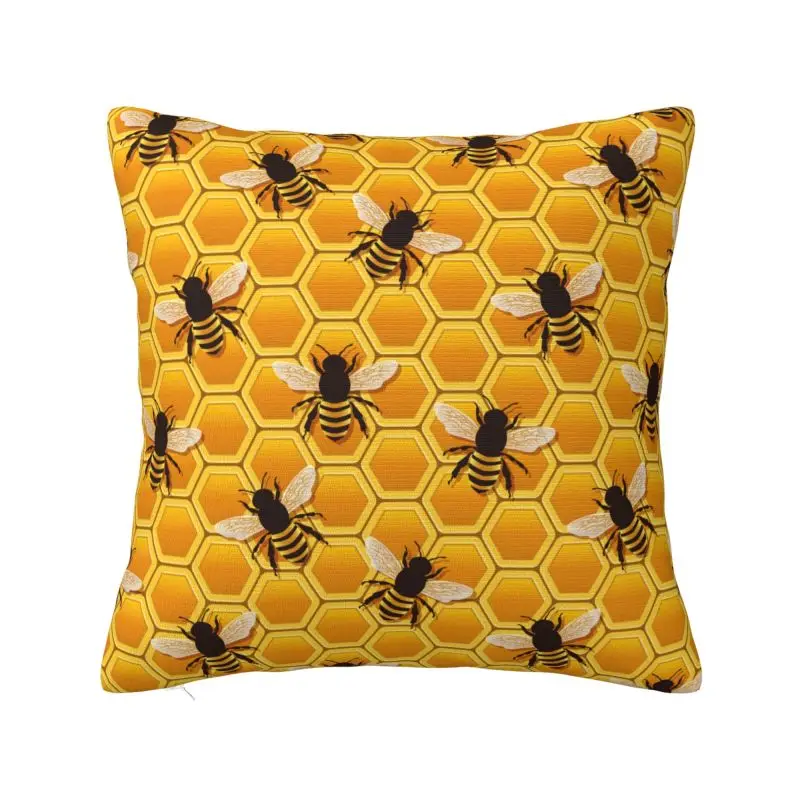 Luxury Honey Bees Cushion Cover 60x60cm Polyester Pillow Case for Sofa Square Pillowcase Home Decor