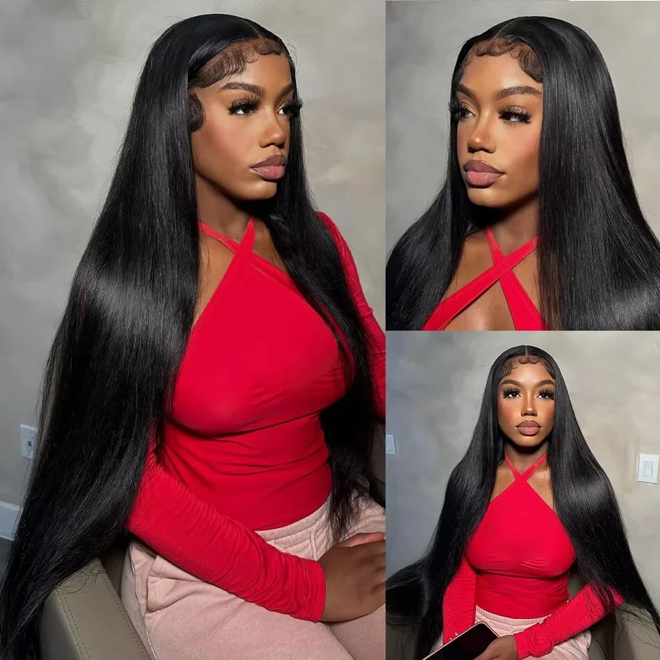 Straight Human Hair Wigs 13x4 Glueless Pre-Cut Lace Wig Ready To Go 30 38Inch 7x5 Closure Glueless Human Hair Wig For Women