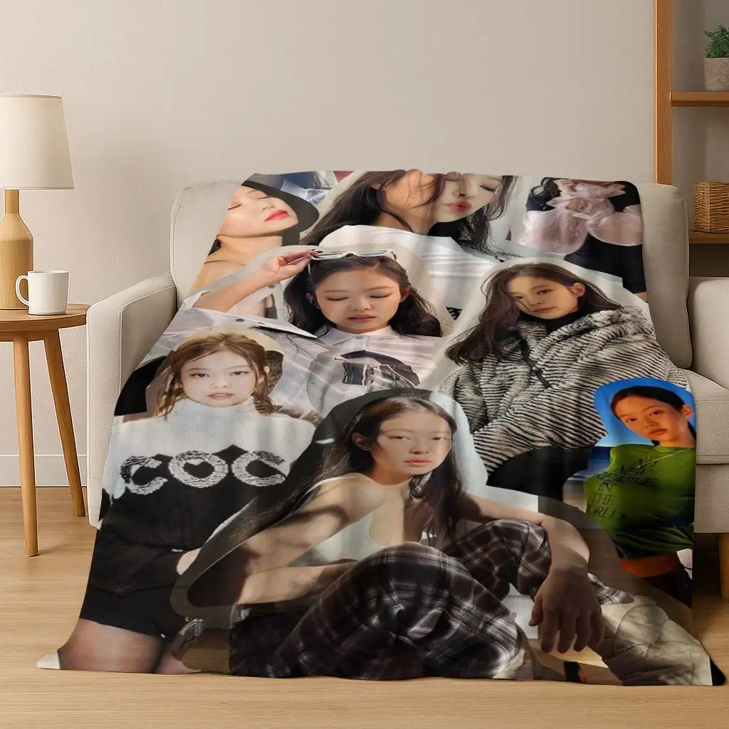 ثلاثية الأبعاد جيني كيم Kpop B-أسود الوردي المغني ستار الفانيلا بطانية لينة رمي بطانية للسرير غرفة نوم غرفة المعيشة السفر نزهة هدية #4